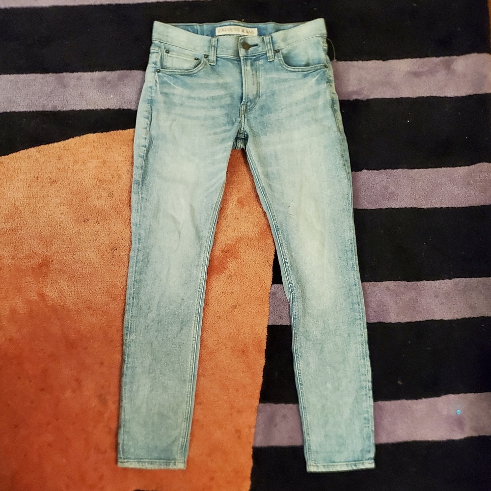 Men's EXPRESS Alec Light Blue Super Skinny Jeans Sz 29 EUC